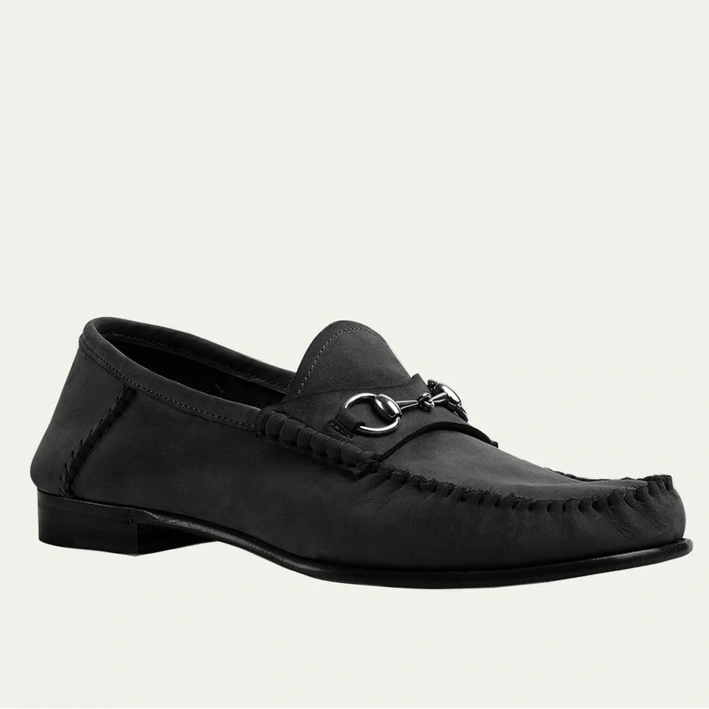 Gucci Gigi Horsebit 1953 Suede Mocassin Loafers in Black NWOB - Picture 3 of 8